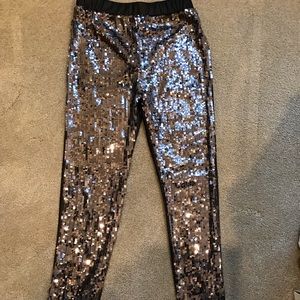 Sequence leather pants